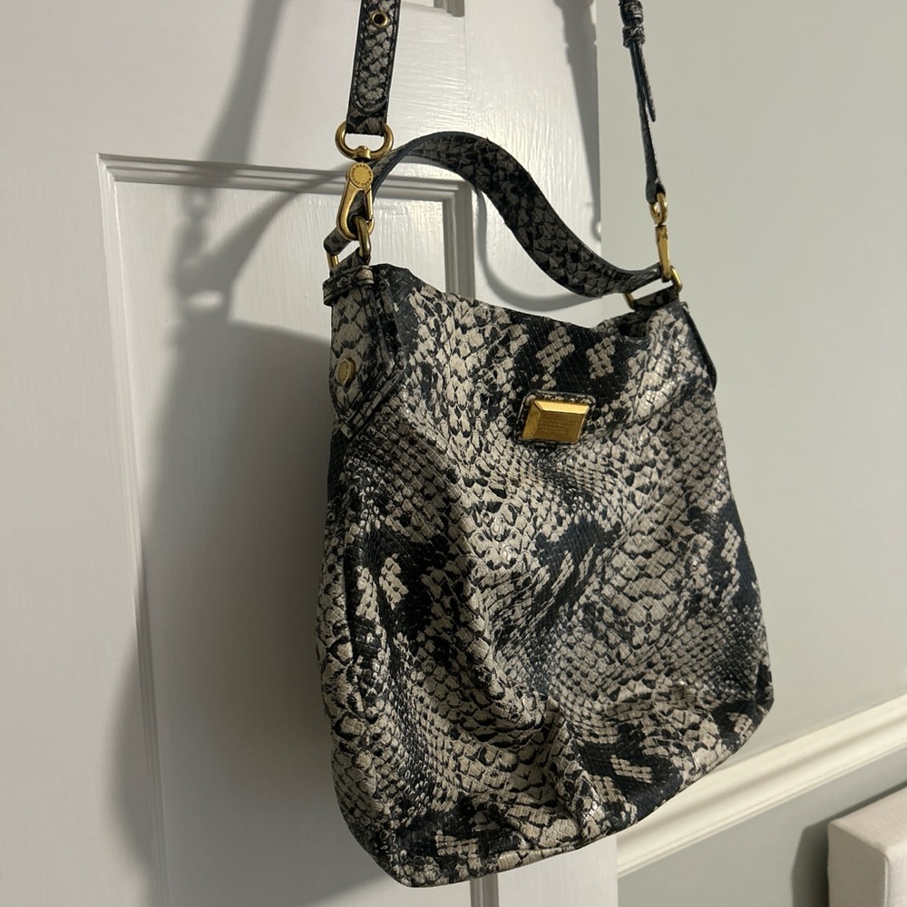 Marc Jacobs Black and Cream Snakeskin Shoulder Bag